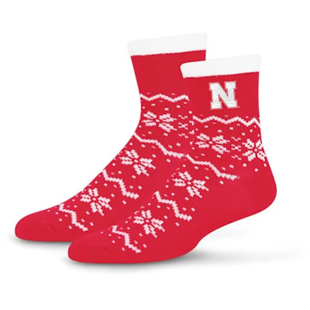 FOR BARE FEET SNOWFLAKE LANE NEBRASKA CORNHUSKERS WOMENS QUARTER SOCKS